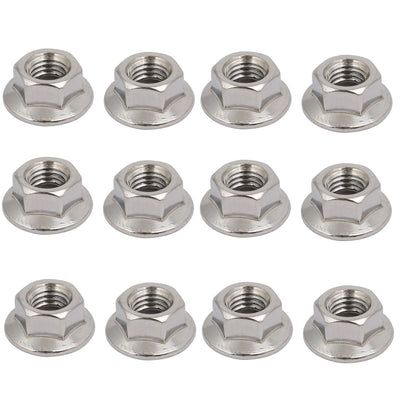 Harfington 12pcs M12x1.75mm Pitch Metric Thread 304 Stainless Steel Left Hand Hex Flange Nut
