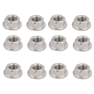 Harfington 12pcs M8 x 1mm Pitch Metric Fine Thread 304 Stainless Steel Hex Flange Nut