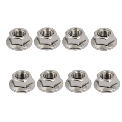 Harfington 8pcs M10 x 1mm Pitch Metric Fine Thread 304 Stainless Steel Hex Flange Nut