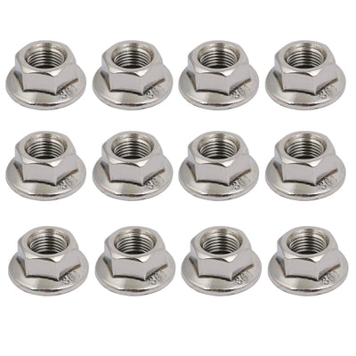 Harfington 12pcs M10 x 1.5mm Pitch Metric Fine Thread 304 Stainless Steel Hex Flange Nut