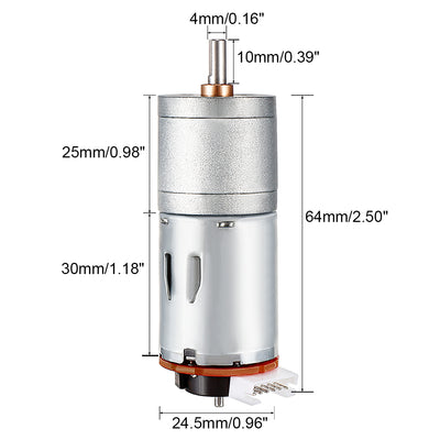 Harfington 171:1 Gearmotor with Encoder DC 12V 25RPM Encoder Gear Motor 25Dx55L mm