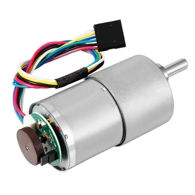Harfington 18.8:1 Gearmotor with Encoder DC 12V 265RPM Encoder Gear Motor 37Dx52L mm