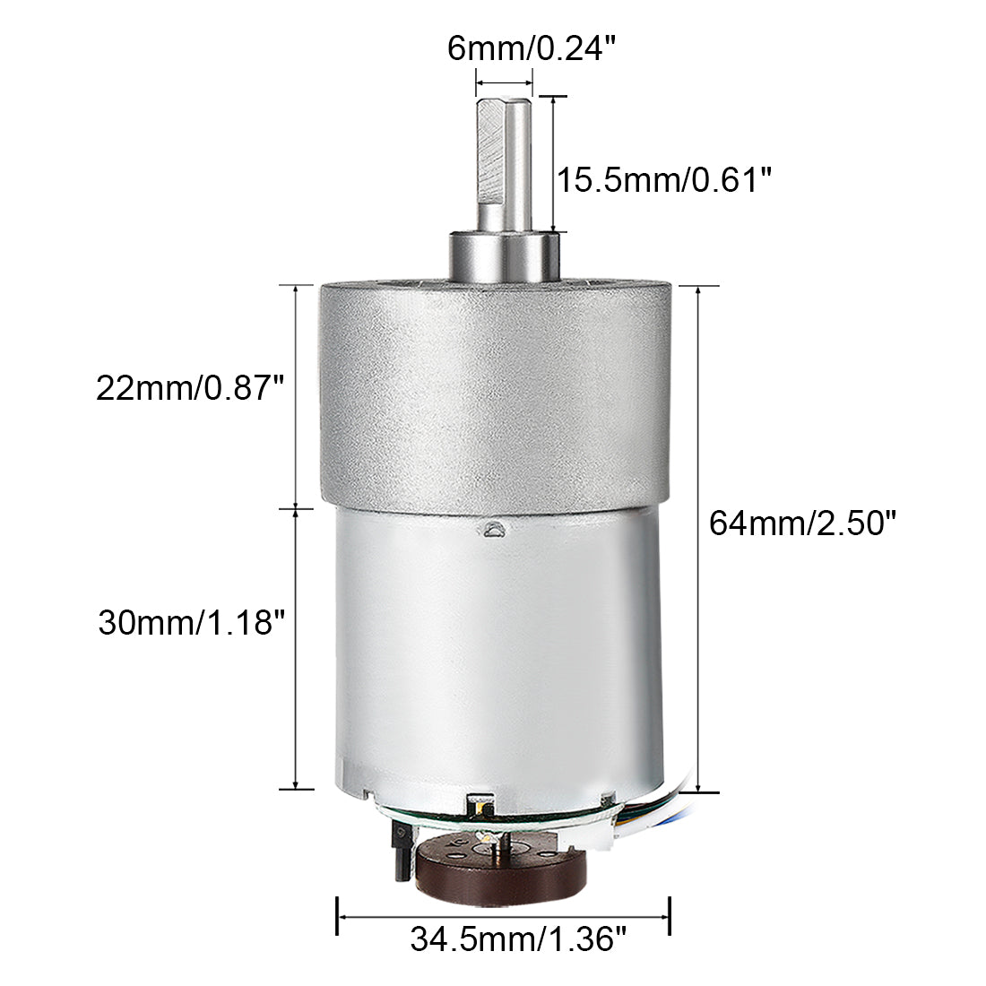 Harfington 18.8:1 Gearmotor with Encoder DC 12V 265RPM Encoder Gear Motor 37Dx52L mm