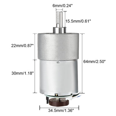 Harfington 18.8:1 Gearmotor with Encoder DC 12V 265RPM Encoder Gear Motor 37Dx52L mm