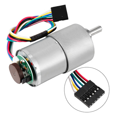Harfington 18.8:1 Gearmotor with Encoder DC 12V 265RPM Encoder Gear Motor 37Dx52L mm