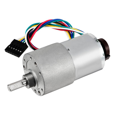 Harfington 18.8:1 Gearmotor with Encoder DC 12V 265RPM Encoder Gear Motor 37Dx52L mm