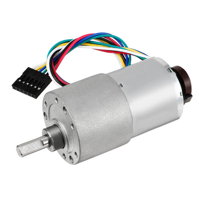 Harfington 131:1 Gearmotor with Encoder DC 12V 38RPM Encoder Gear Motor 37Dx57L mm