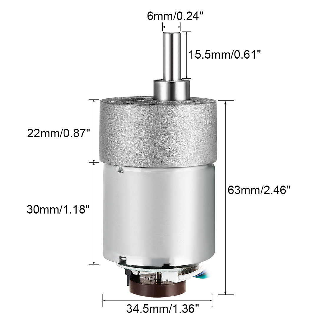 Harfington 18.8:1 Gearmotor with Encoder DC 24V 530RPM Encoder Gear Motor 37Dx52L mm
