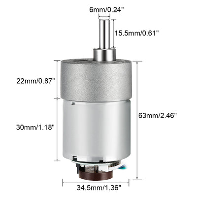 Harfington 18.8:1 Gearmotor with Encoder DC 24V 530RPM Encoder Gear Motor 37Dx52L mm