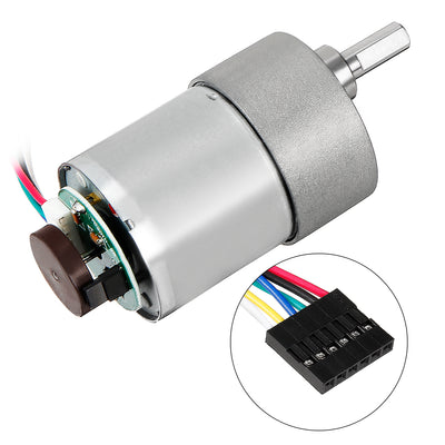 Harfington 18.8:1 Gearmotor with Encoder DC 24V 530RPM Encoder Gear Motor 37Dx52L mm