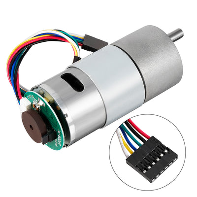 Harfington 168:1 Gearmotor with Encoder DC 12V 35RPM Encoder Gear Motor 37Dx76L mm