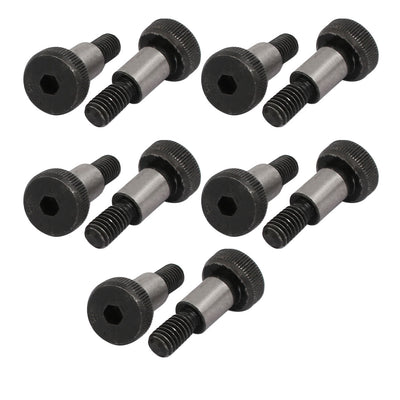 Harfington 10pcs 40Cr Steel Shoulder Bolt 8mm Shoulder Dia 12mm Shoulder Length M6x12mm Thread