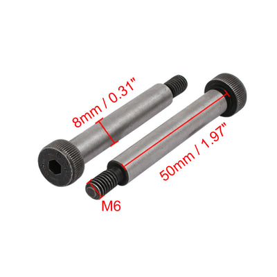 Harfington 5pcs 40Cr Steel Shoulder Bolt 8mm Shoulder Dia 50mm Shoulder Length M6x12mm Thread