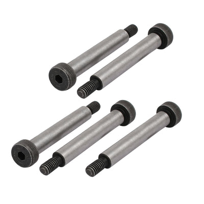 Harfington 5pcs 40Cr Steel Shoulder Bolt 8mm Shoulder Dia 50mm Shoulder Length M6x12mm Thread