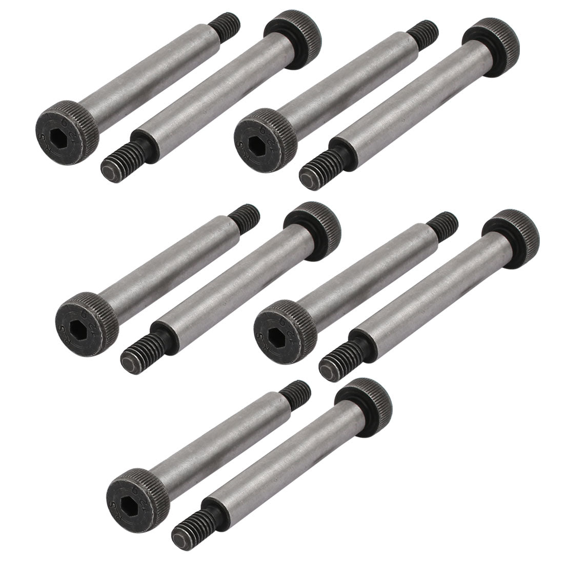 Harfington 10pcs 40Cr Steel Shoulder Bolt 8mm Shoulder Dia 50mm Shoulder Length M6x12mm Thread
