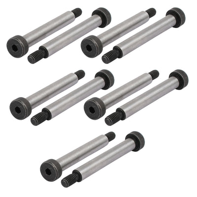 Harfington 10pcs 40Cr Steel Shoulder Bolt 8mm Shoulder Dia 55mm Shoulder Length M6x12mm Thread