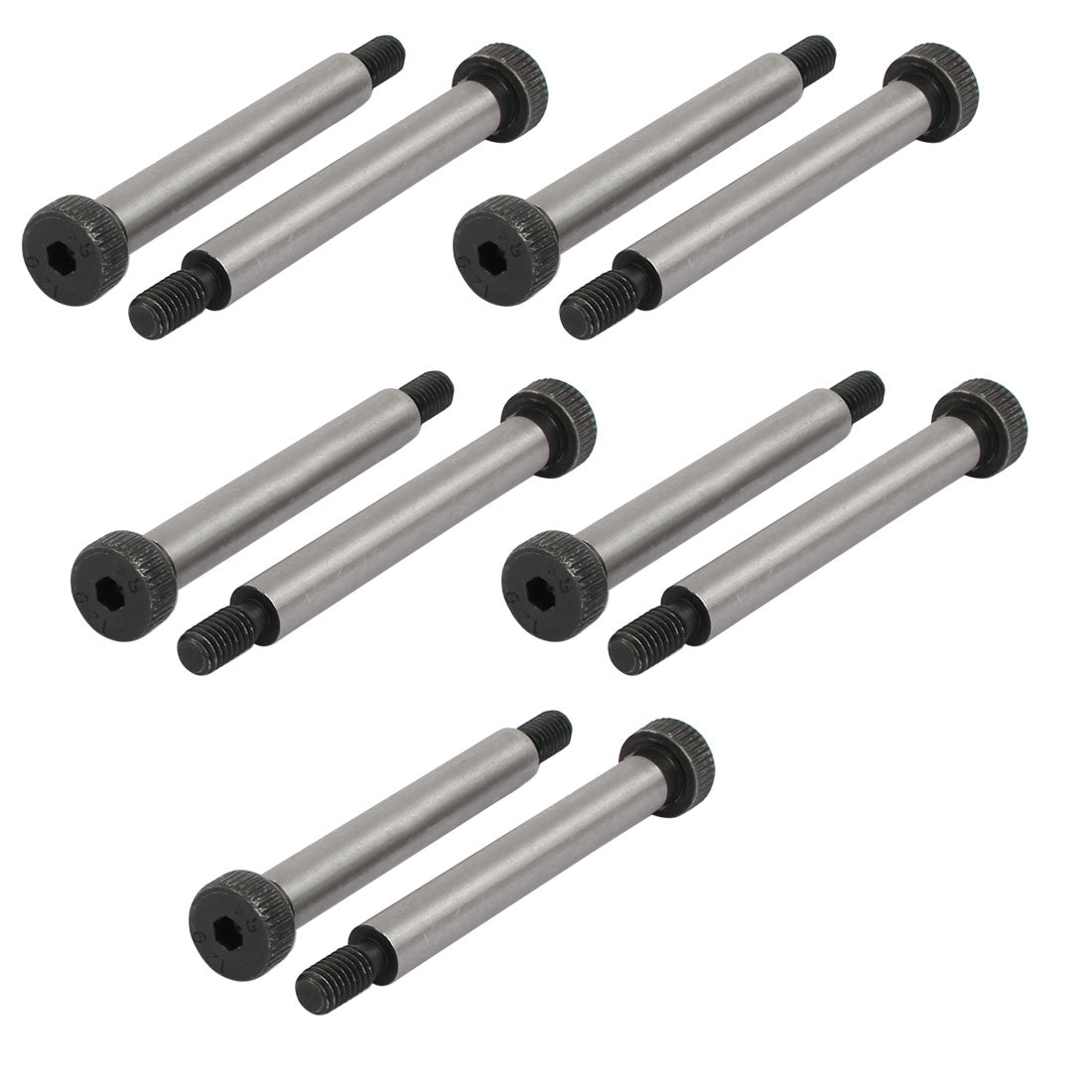 Harfington 10pcs 40Cr Steel Shoulder Bolt 8mm Shoulder Dia 60mm Shoulder Length M6x12mm Thread