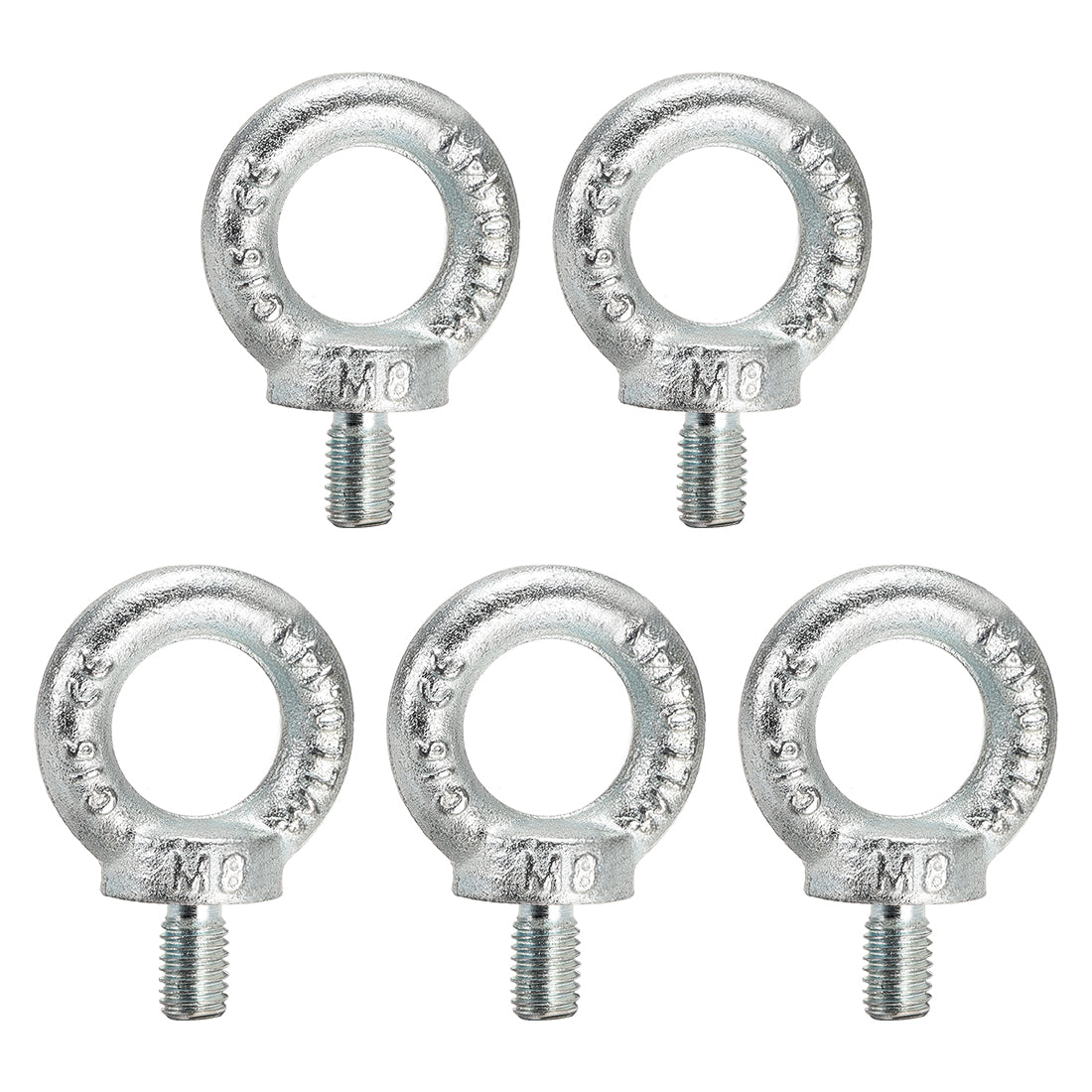 Harfington M8 Thread C15 Carbon Steel Zinc Plated DIN580 Lifting Eye Bolt 5pcs