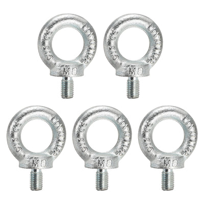 Harfington M8 Thread C15 Carbon Steel Zinc Plated DIN580 Lifting Eye Bolt 5pcs