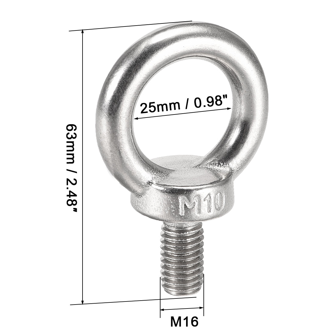 Harfington Lifting Eye Bolt M x mm Male Thread 316 Stainless Steel for Hanging, Pack of 2