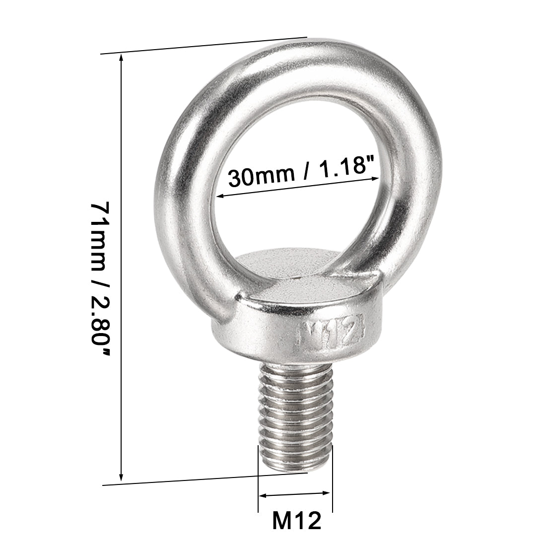 Harfington Lifting Eye Bolt M x mm Male Thread 316 Stainless Steel for Hanging, Pack of 2