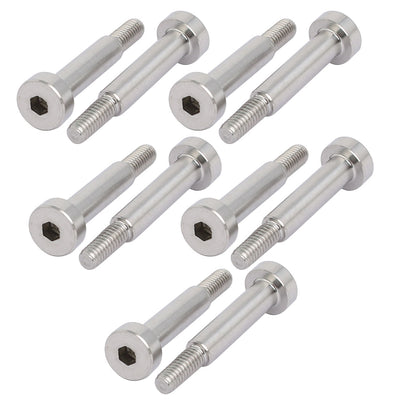 Harfington 10pcs 304 Stainless Steel Hex Socket Shoulder Bolt 5mm Shoulder Dia 20mm Shoulder Length M4 Thread