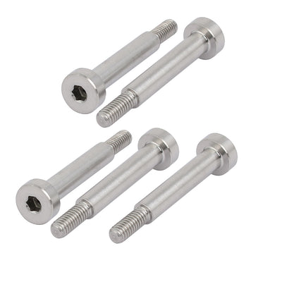 Harfington 5pcs 304 Stainless Steel Hex Socket Shoulder Bolt 5mm Shoulder Dia 25mm Shoulder Length M4 Thread