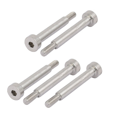 Harfington 5pcs 304 Stainless Steel Hex Socket Shoulder Bolt 5mm Shoulder Dia 30mm Shoulder Length M4 Thread