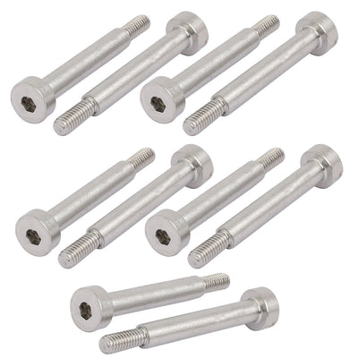 Harfington 10pcs 304 Stainless Steel Hex Socket Shoulder Bolt 5mm Shoulder Dia 30mm Shoulder Length M4 Thread