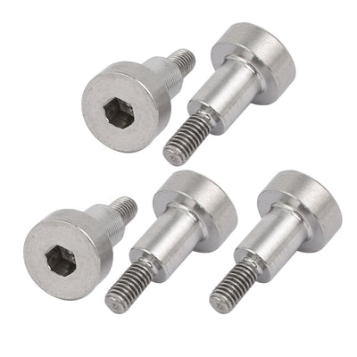Harfington 5pcs 304 Stainless Steel Hex Socket Shoulder Bolt 5mm Shoulder Dia 7mm Shoulder Length M3 Thread