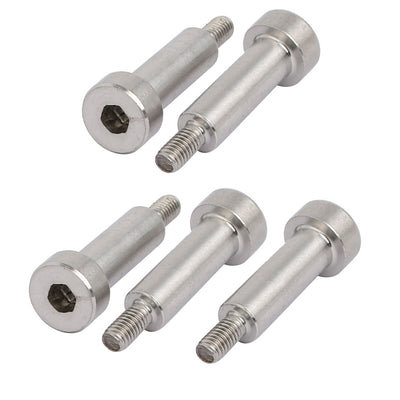 Harfington 5pcs 304 Stainless Steel Hex Socket Shoulder Bolt 5mm Shoulder Dia 15mm Shoulder Length M3 Thread