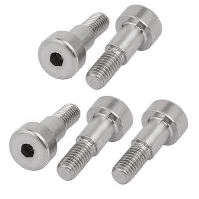 Harfington 5pcs 304 Stainless Steel Hex Socket Shoulder Bolt 6mm Shoulder Dia 8mm Shoulder Length M5 Thread