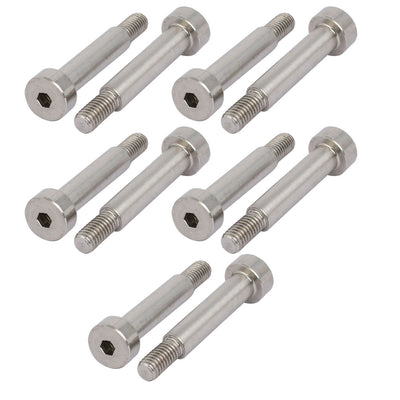 Harfington 10pcs 304 Stainless Steel Hex Socket Shoulder Bolt 6mm Shoulder Dia 25mm Shoulder Length M5 Thread