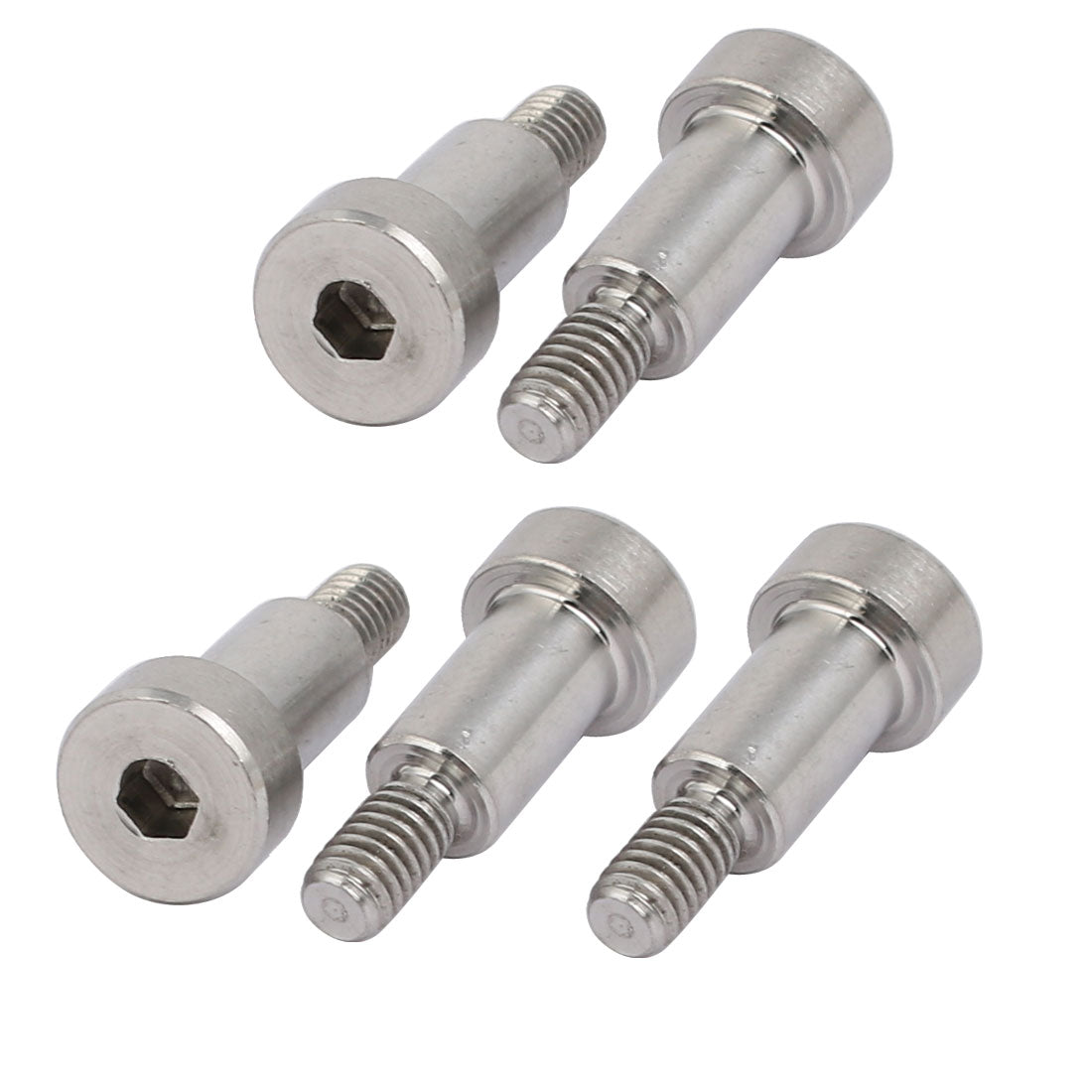Harfington 5pcs 304 Stainless Steel Hex Socket Shoulder Bolt 6mm Shoulder Dia 10mm Shoulder Length M4 Thread