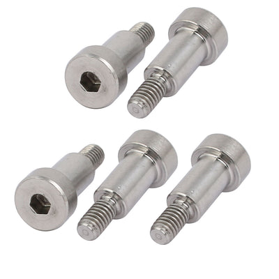 Harfington 5pcs 304 Stainless Steel Hex Socket Shoulder Bolt 6mm Shoulder Dia 10mm Shoulder Length M4 Thread
