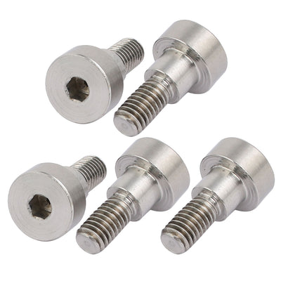 Harfington 5pcs 304 Stainless Steel Hex Socket Shoulder Bolt 8mm Shoulder Dia 6mm Shoulder Length M6 Thread