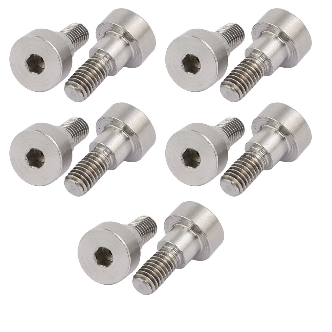 Harfington 10pcs 304 Stainless Steel Hex Socket Shoulder Bolt 8mm Shoulder Dia 6mm Shoulder Length M6 Thread