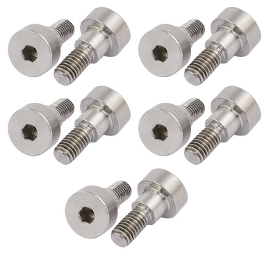 Harfington 10pcs 304 Stainless Steel Hex Socket Shoulder Bolt 8mm Shoulder Dia 6mm Shoulder Length M6 Thread