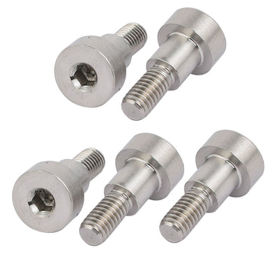 Harfington 5pcs 304 Stainless Steel Hex Socket Shoulder Bolt 8mm Shoulder Dia 8mm Shoulder Length M6 Thread