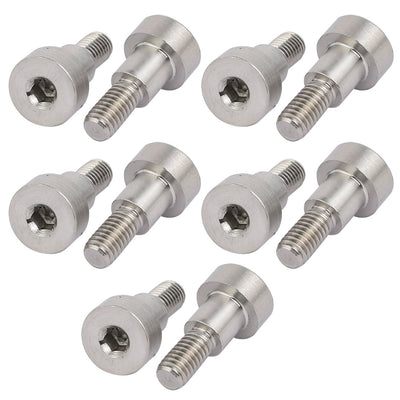 Harfington 10pcs 304 Stainless Steel Hex Socket Shoulder Bolt 8mm Shoulder Dia 8mm Shoulder Length M6 Thread