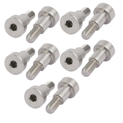 Harfington 10pcs 304 Stainless Steel Hex Socket Shoulder Bolt 8mm Shoulder Dia 10mm Shoulder Length M6 Thread