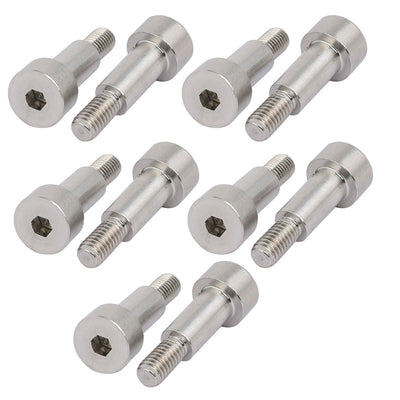 Harfington 10pcs 304 Stainless Steel Hex Socket Shoulder Bolt 8mm Shoulder Dia 16mm Shoulder Length M6 Thread