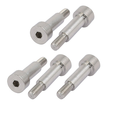 Harfington 5pcs 304 Stainless Steel Hex Socket Shoulder Bolt 8mm Shoulder Dia 20mm Shoulder Length M6 Thread
