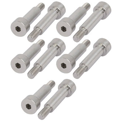 Harfington 10pcs 304 Stainless Steel Hex Socket Shoulder Bolt 8mm Shoulder Dia 25mm Shoulder Length M6 Thread