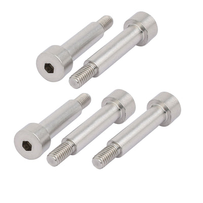 Harfington 304 Stainless Steel Hex Socket Shoulder Bolt 8mm Shoulder Dia 30mm Shoulder Length M6 Thread 5pcs
