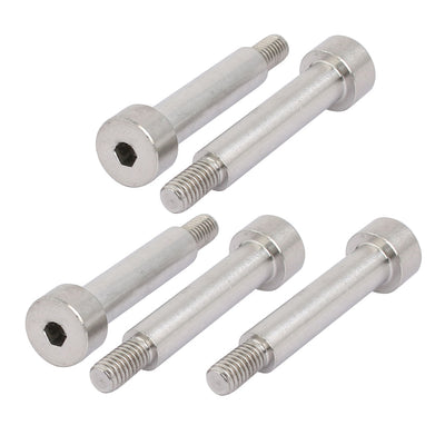 Harfington 304 Stainless Steel Hex Socket Shoulder Bolt 8mm Shoulder Dia 35mm Shoulder Length M6 Thread 5pcs