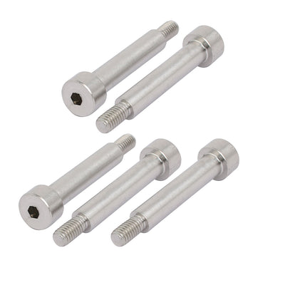 Harfington 304 Stainless Steel Hex Socket Shoulder Bolt 8mm Shoulder Dia 40mm Shoulder Length M6 Thread 5pcs