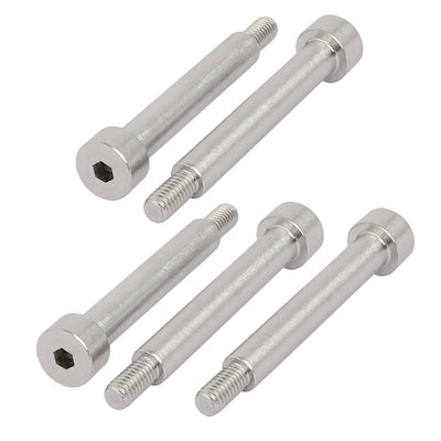 Harfington 304 Stainless Steel Hex Socket Shoulder Bolt 8mm Shoulder Dia 50mm Shoulder Length M6 Thread 5pcs