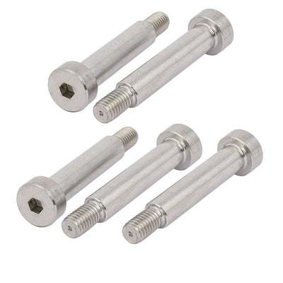Harfington 304 Stainless Steel Hex Socket Shoulder Bolt 10mm Shoulder Dia 45mm Shoulder Length M8 Thread 5pcs