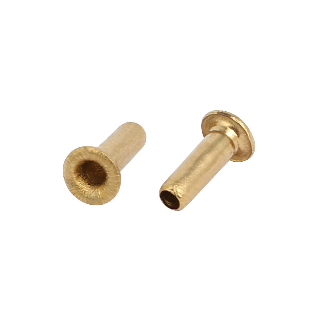 Harfington 100pcs M2.3 x 7mm Brass Plated Metal Hollow Eyelets Rivets Gold Tone